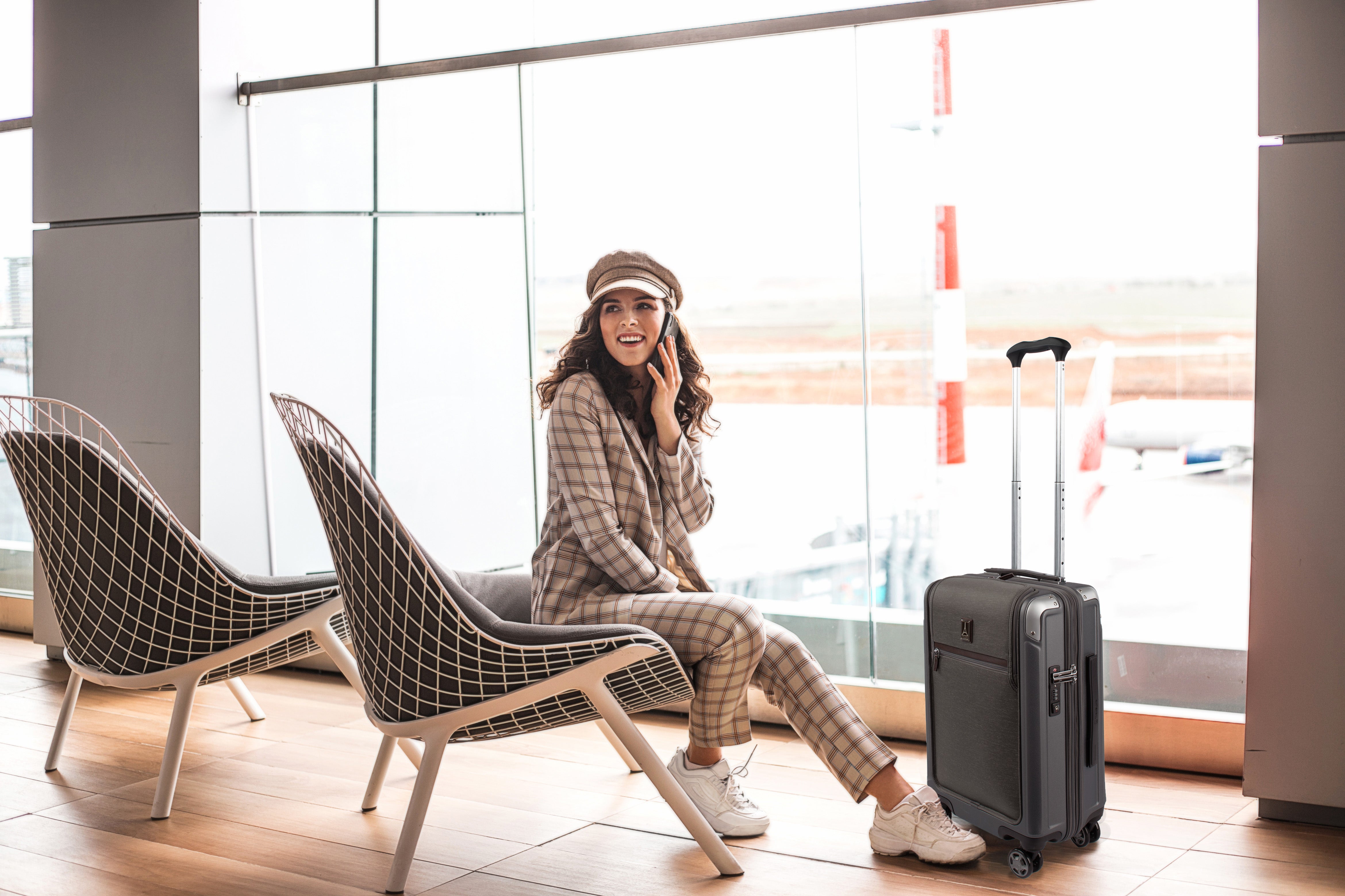 New traveler at airport preparing for flight